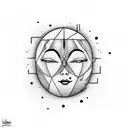 juste a moon, with a human face, minimaliste no background, black and white, funny, illusion tattoo design idea