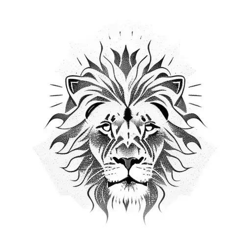 A lion with a rockstar hairstyle and sunglasses tattoo design idea