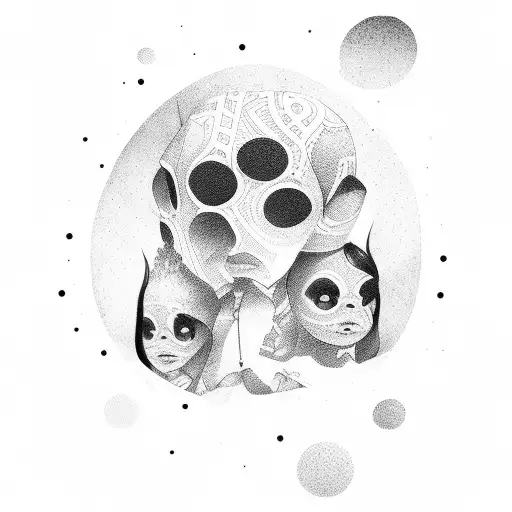 2 male and 2 female sibling sitting by the pool tattoo design idea