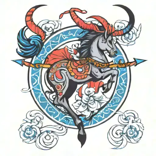 Sagittarius zodiac sign Polynesia tattoo design idea
