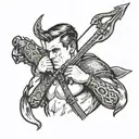 archer with a waist-high bow on his shoulder tattoo design idea