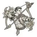 archer with a waist-high bow on his shoulder tattoo design idea