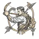 archer with a waist-high bow on his shoulder tattoo design idea