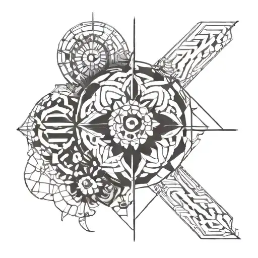 I would like a tattoo with a linear graphic. a brain on the vertical axis and a heart on the horizontal tattoo design idea