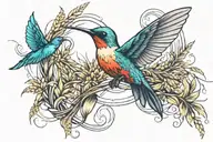 infinity symbol with a humming bird and wheat stalk intertwined tattoo design idea