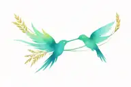 infinity symbol with a humming bird on one side and wheat on the other tattoo design idea