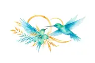 infinity symbol with a humming bird on one side and wheat on the other tattoo design idea
