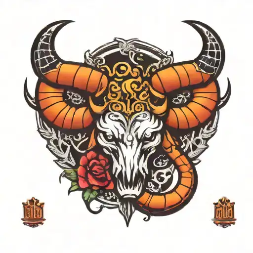 bull and scorpion logo incorporated tattoo design idea