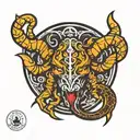 bull and scorpion logo incorporated tattoo design idea
