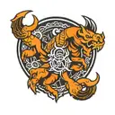 bull and scorpion logo incorporated tattoo design idea