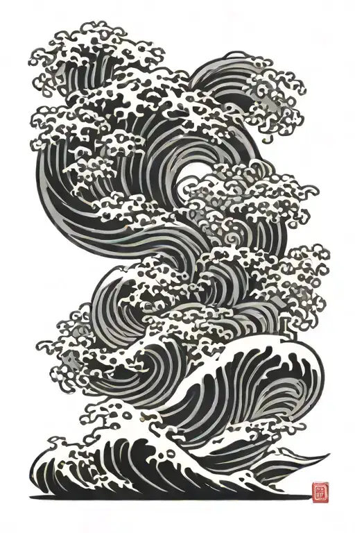 japanese waves tattoo design idea
