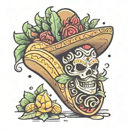 taco shape with Kaktus tattoo design idea