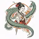 Girls, korean, full sleeve, fullbody, potrait, dragon tattoo design idea