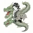 Girls, korean, full sleeve, fullbody, potrait, dragon tattoo design idea