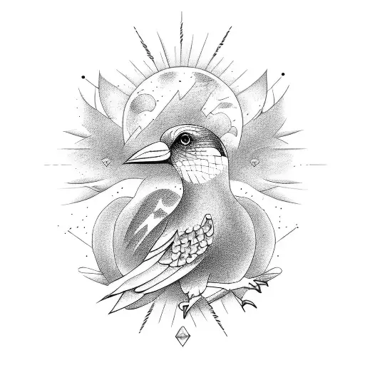 sunshine fadded with birds  tattoo design idea