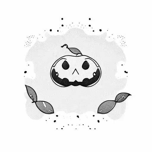 cartoon line art minimalist cute peach fruit with a moustache and eyes tattoo design idea