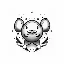 cute peach with a moustache and eyes tattoo design idea