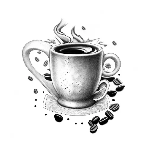 hot steamy espresso bean as a coffee mug tattoo design idea