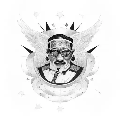 tribute to uncle with stars and guardian angel tattoo design idea