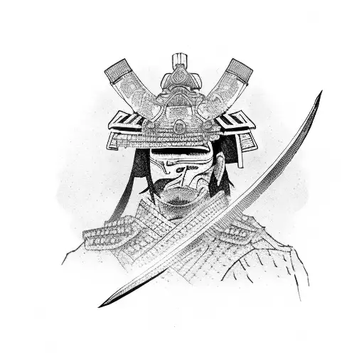 A samurai warrior practicing martial arts tattoo design idea