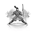 A samurai warrior practicing martial arts tattoo design idea