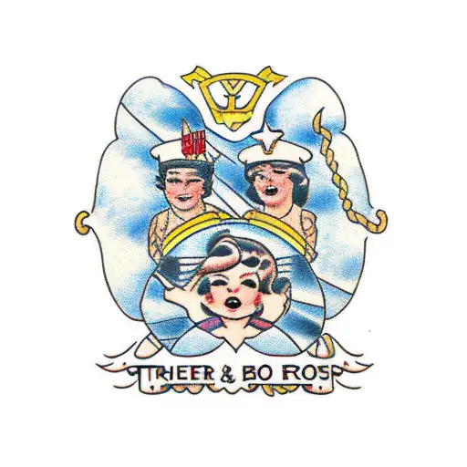 Three siblings with two sisters and one brother tattoo design idea