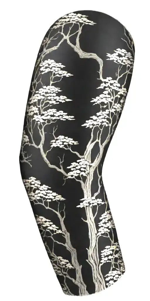 tree bark arm sleeve tattoo design idea