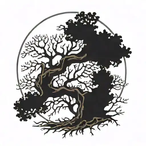 oak tree tattoo design idea