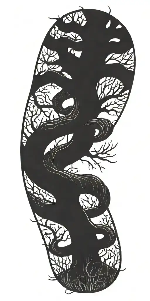 dead tree with cobra wrapping around it   tattoo design idea