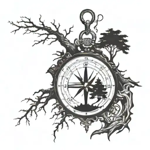  tree 4w crest compass  tattoo design idea