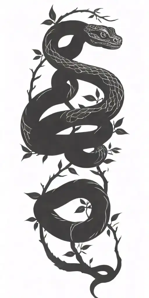 tree trunk with snake coiling around it tattoo design idea