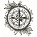 4W lettering with oak tree and compass  tattoo design idea