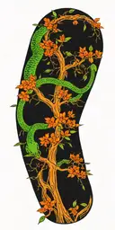 weeping willow tree with olive green cobra  coiling around it with color  tattoo design idea