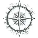 compass beside oak tree  tattoo design idea