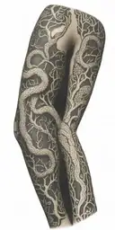 tree bark arm sleeve with snake tattoo design idea