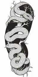tree branch with cobra wrapping around it   tattoo design idea