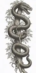 tree trunk with cobra  coiling around it tattoo design idea