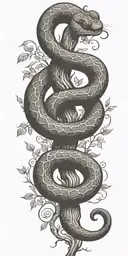 tree trunk with snake coiling around it tattoo design idea