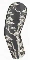 tree bark arm sleeve with snake tattoo design idea