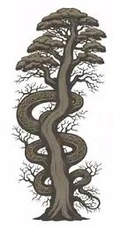dead tree with cobra wrapping around it   tattoo design idea