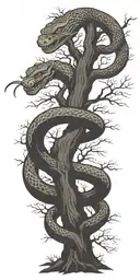 dead tree with cobra wrapping around it   tattoo design idea