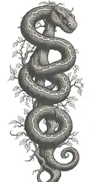 tree trunk with snake coiling around it tattoo design idea
