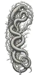 large tree branch with no leaves with snake coiling around the arm  tattoo design idea