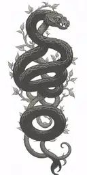 tree trunk with snake coiling around it tattoo design idea