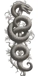 tree trunk with snake coiling around it tattoo design idea