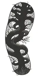 dead tree with cobra wrapping around it   tattoo design idea