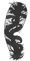 dead tree with cobra wrapping around it   tattoo design idea