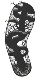 dead tree with cobra wrapping around it   tattoo design idea