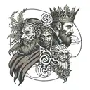 a simple tattoo combining elements of the characters Macbeth, king Lear, and king Claudius  tattoo design idea
