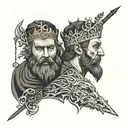 a simple tattoo combining elements of the characters Macbeth, king Lear, and king Claudius  tattoo design idea